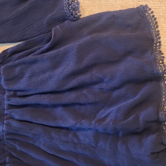 Navy Blue Off-Shoulder Romper - Picture 4 of 5